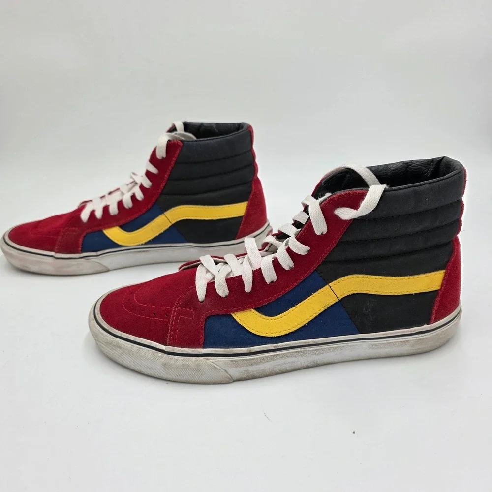 Vans‎ Sk8 Hi High Top Skate Shoes Red Blue Yellow Black Men's Size 10